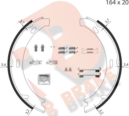 R Brake 79RBPB4012 - Brake Shoe Set, parking brake car-mod.net