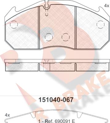 R Brake RB1040 - Brake Pad Set, disc brake car-mod.net