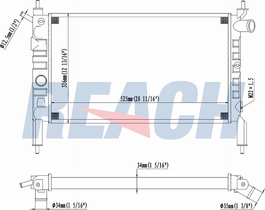 REACH 1.40.15662.534 - Radiator, engine cooling car-mod.net
