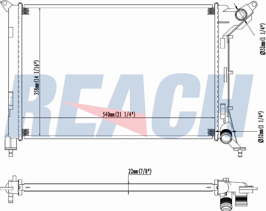 REACH 1.40.20708.122 - Radiator, engine cooling car-mod.net