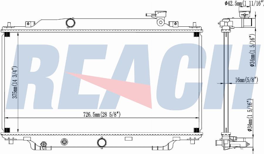 REACH 1.41.13404.016 - Radiator, engine cooling car-mod.net