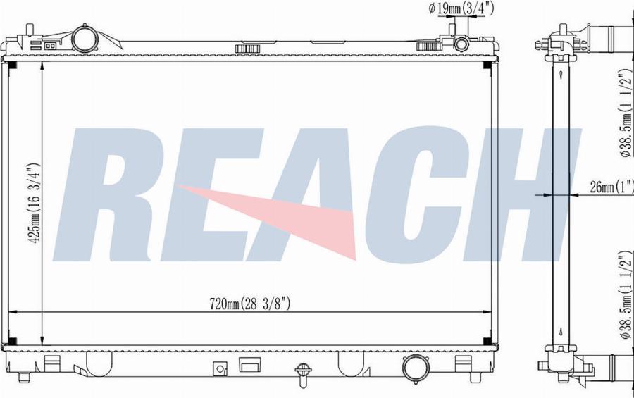 REACH 1.41.13611.026 - Radiator, engine cooling car-mod.net