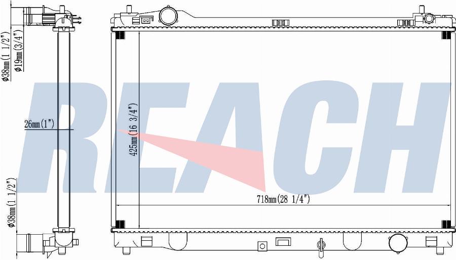 REACH 1.41.13611.126 - Radiator, engine cooling car-mod.net