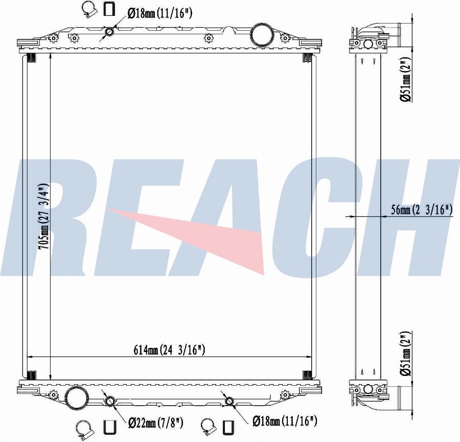 REACH 1.42.10019.156 - Radiator, engine cooling car-mod.net