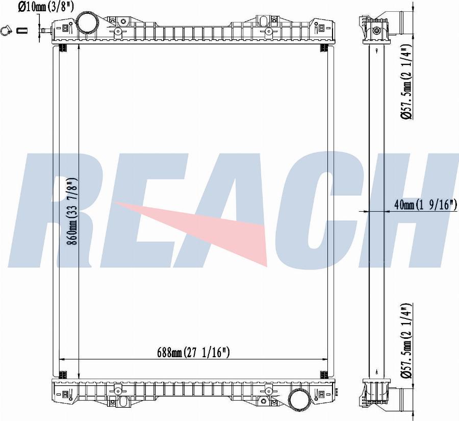 REACH 1.42.10016.142 - Radiator, engine cooling car-mod.net