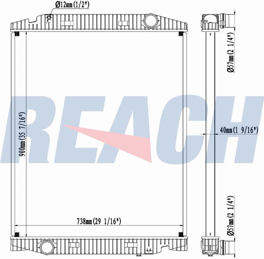 REACH 1.42.10023.142 - Radiator, engine cooling car-mod.net