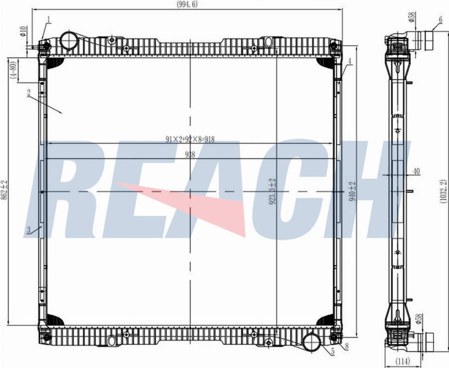 REACH 1.42.10883.142F - Radiator, engine cooling car-mod.net