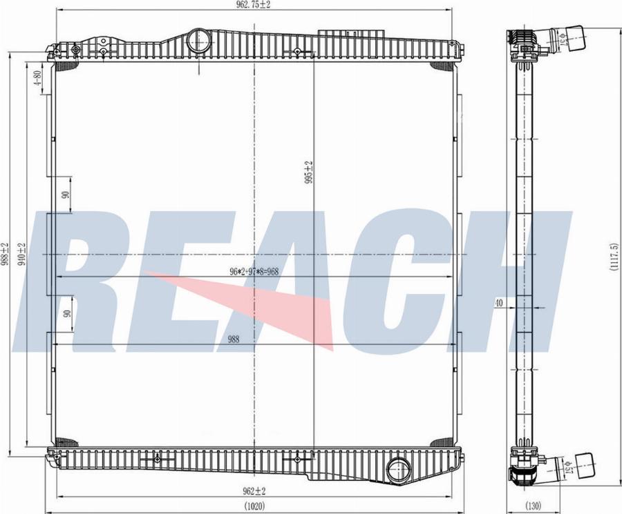 REACH 1.42.10701.142 - Radiator, engine cooling car-mod.net