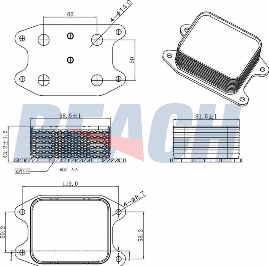 REACH 1.24.12001 - Oil Cooler, engine oil car-mod.net