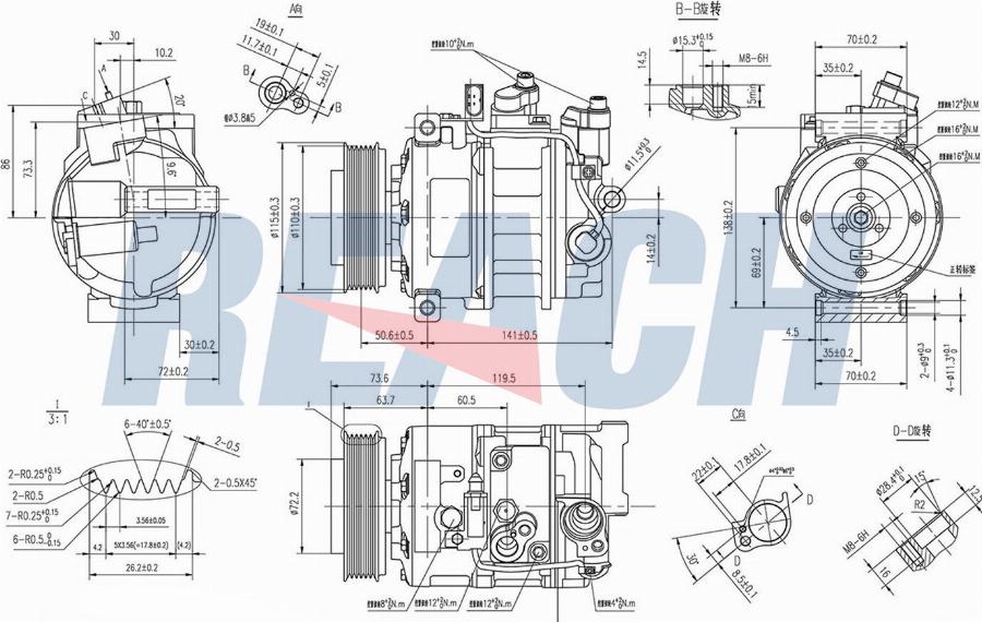 REACH 1.74.20570.L - Compressor, air conditioning car-mod.net