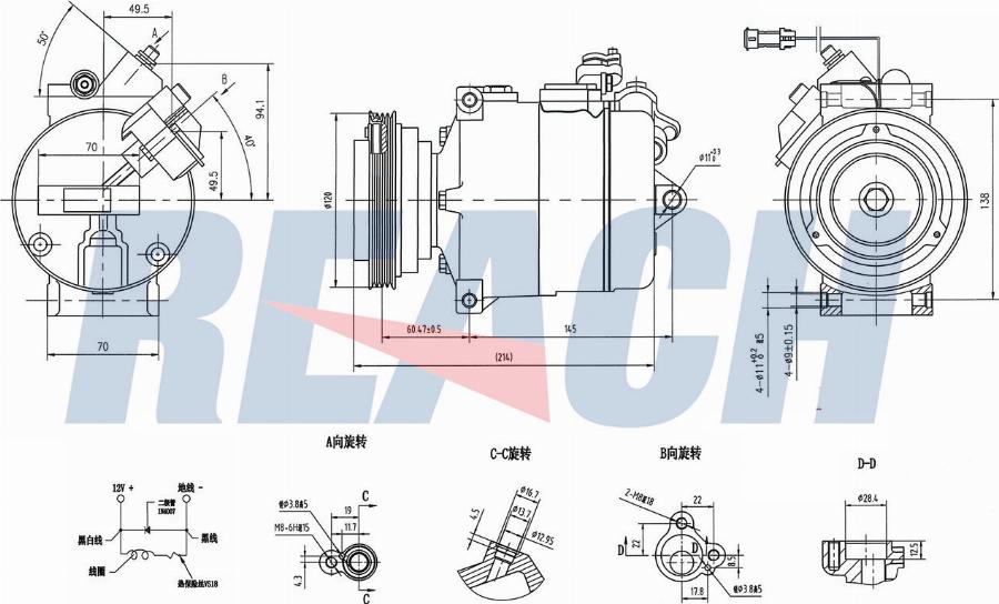 REACH 1.74.21808 - Compressor, air conditioning car-mod.net