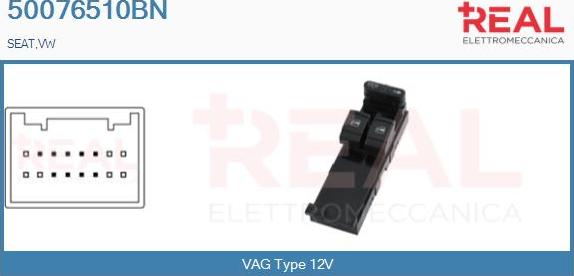 REAL 50076510BN - Switch, window regulator car-mod.net
