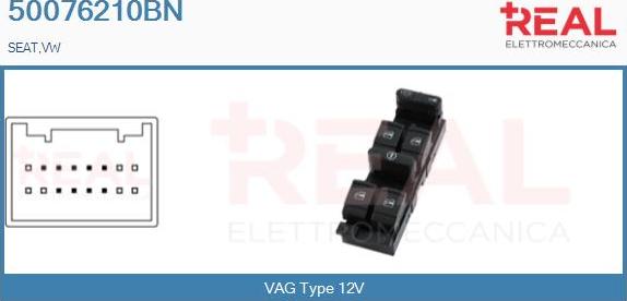 REAL 50076210BN - Switch, window regulator car-mod.net