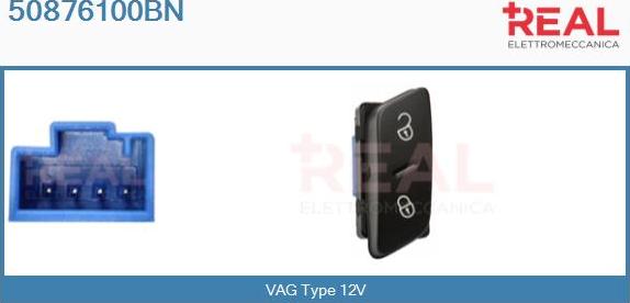 REAL 50876100BN - Door lock switch, button car-mod.net