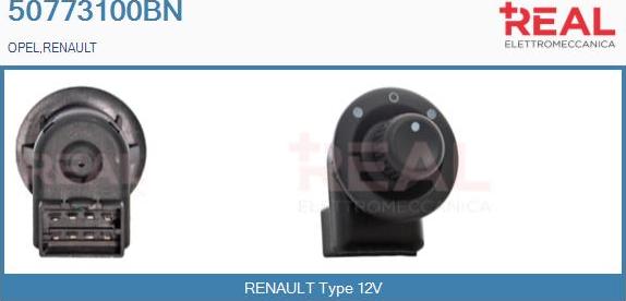 REAL 50773100BN - Switch, mirror adjustment car-mod.net
