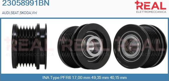 REAL 23058991BN - Pulley, alternator, freewheel clutch car-mod.net