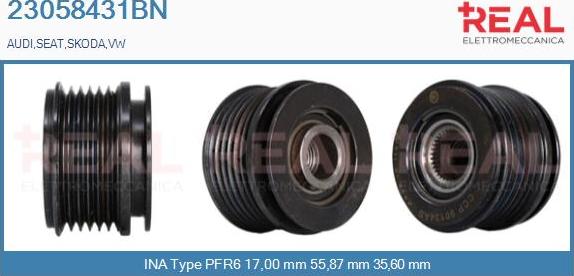 REAL 23058431BN - Pulley, alternator, freewheel clutch car-mod.net