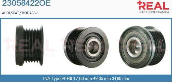 REAL 23058422OE - Pulley, alternator, freewheel clutch car-mod.net