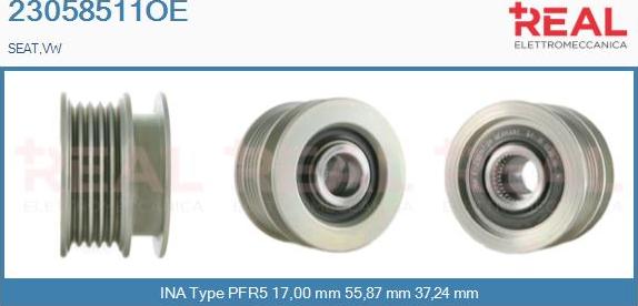 REAL 23058511OE - Pulley, alternator, freewheel clutch car-mod.net