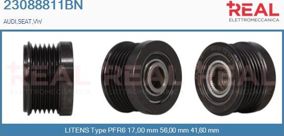 REAL 23088811BN - Pulley, alternator, freewheel clutch car-mod.net
