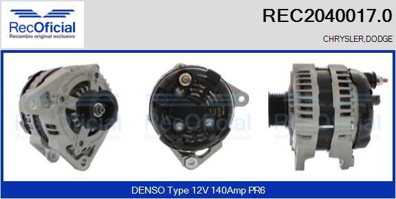 RECOFICIAL REC2040017.0 - Alternator car-mod.net