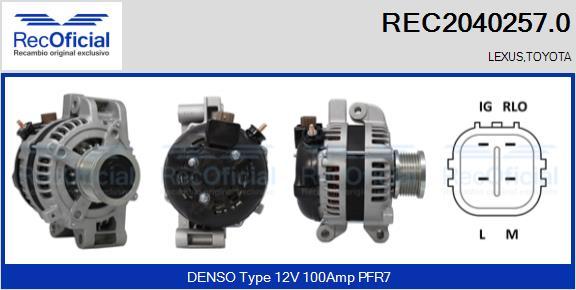 RECOFICIAL REC2040257.0 - Alternator car-mod.net