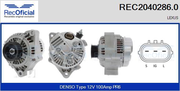 RECOFICIAL REC2040286.0 - Alternator car-mod.net