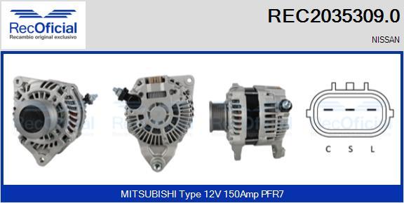 RECOFICIAL REC2035309.0 - Alternator car-mod.net