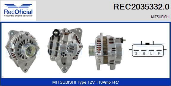 RECOFICIAL REC2035332.0 - Alternator car-mod.net