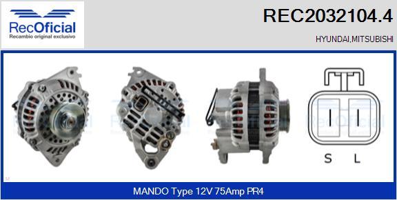 RECOFICIAL REC2032104.4 - Alternator car-mod.net