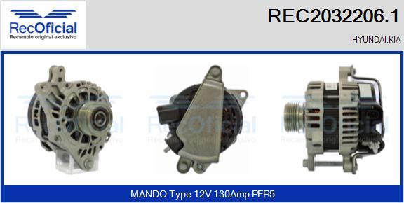 RECOFICIAL REC2032206.1 - Alternator car-mod.net