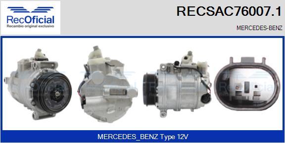 RECOFICIAL RECSAC76007.1 - Compressor, air conditioning car-mod.net