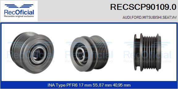 RECOFICIAL RECSCP90109.0 - Pulley, alternator, freewheel clutch car-mod.net
