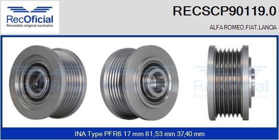 RECOFICIAL RECSCP90119.0 - Pulley, alternator, freewheel clutch car-mod.net