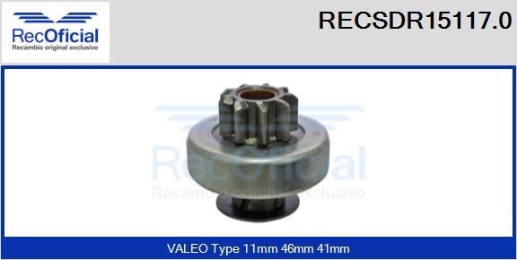 RECOFICIAL RECSDR15117.0 - Bendix, starter pinion car-mod.net