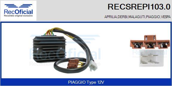 RECOFICIAL RECSREPI103.0 - Voltage regulator, alternator car-mod.net