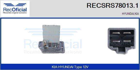 RECOFICIAL RECSRS78013.1 - Resistor, interior blower car-mod.net