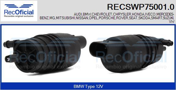 RECOFICIAL RECSWP75001.0 - Water Pump, window cleaning car-mod.net