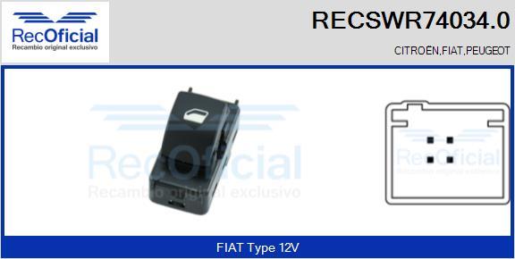 RECOFICIAL RECSWR74034.0 - Switch, window regulator car-mod.net