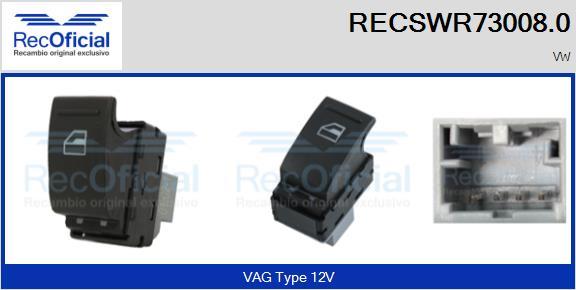 RECOFICIAL RECSWR73008.0 - Switch, window regulator car-mod.net