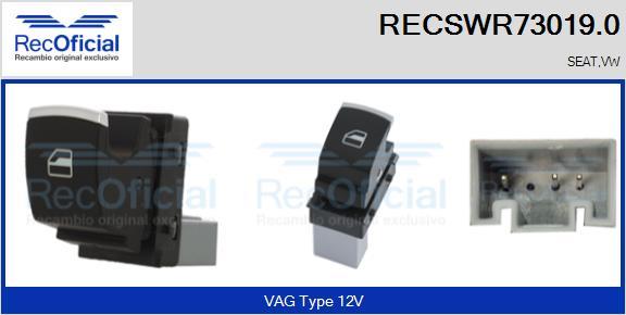 RECOFICIAL RECSWR73019.0 - Switch, window regulator car-mod.net