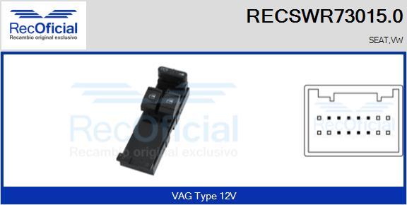 RECOFICIAL RECSWR73015.0 - Switch, window regulator car-mod.net
