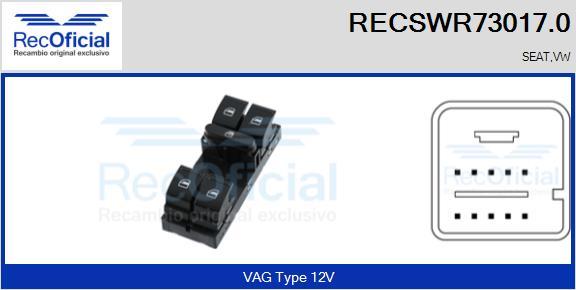 RECOFICIAL RECSWR73017.0 - Switch, window regulator car-mod.net