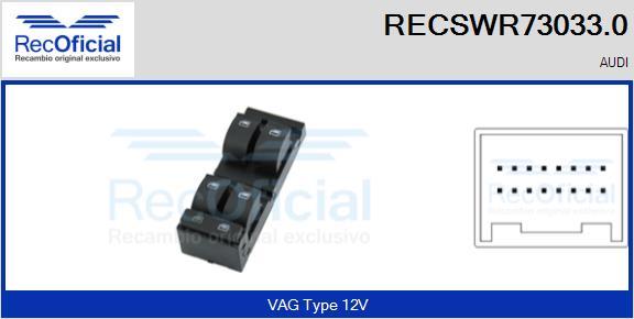 RECOFICIAL RECSWR73033.0 - Switch, window regulator car-mod.net