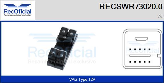 RECOFICIAL RECSWR73020.0 - Switch, window regulator car-mod.net