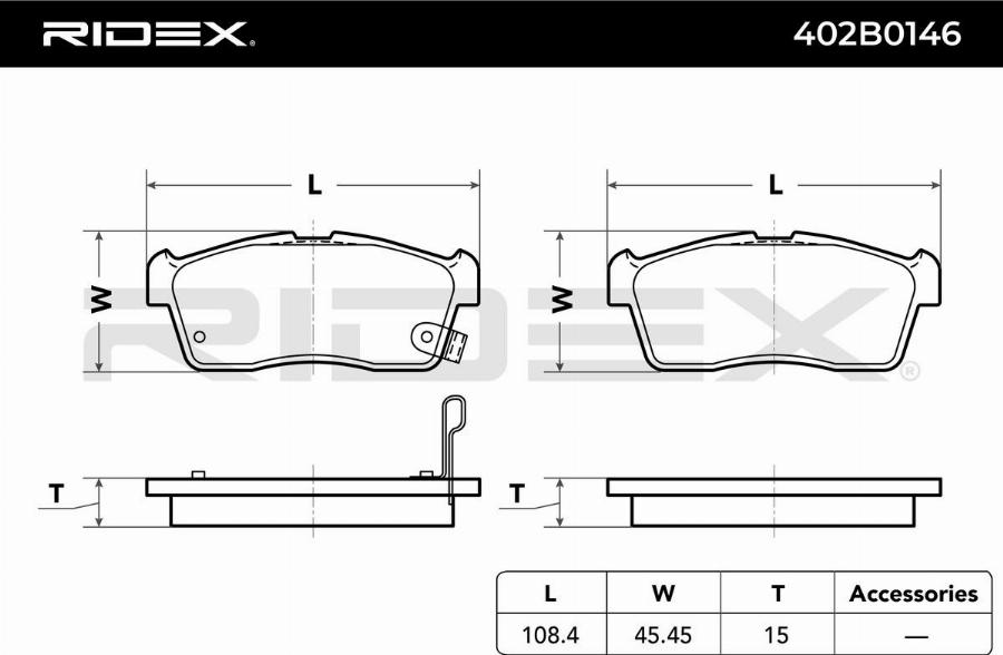 RIDEX 402B0146 - Brake Pad Set, disc brake car-mod.net