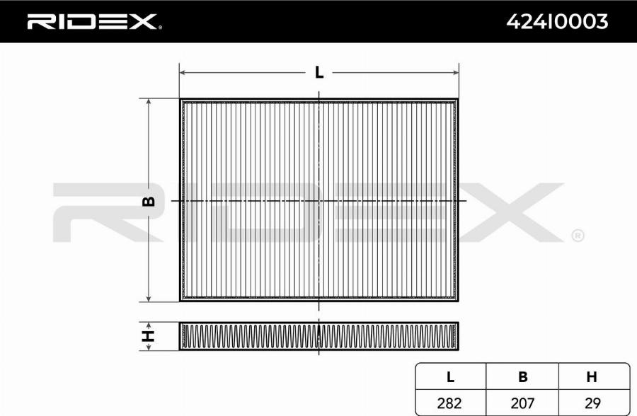 RIDEX 424I0003 - Filter, interior air car-mod.net