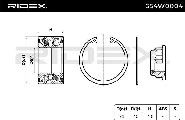 RIDEX 654W0004 - Bearing Kit, wheel hub car-mod.net