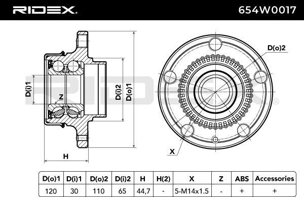RIDEX 654W0017 - Bearing Kit, wheel hub car-mod.net