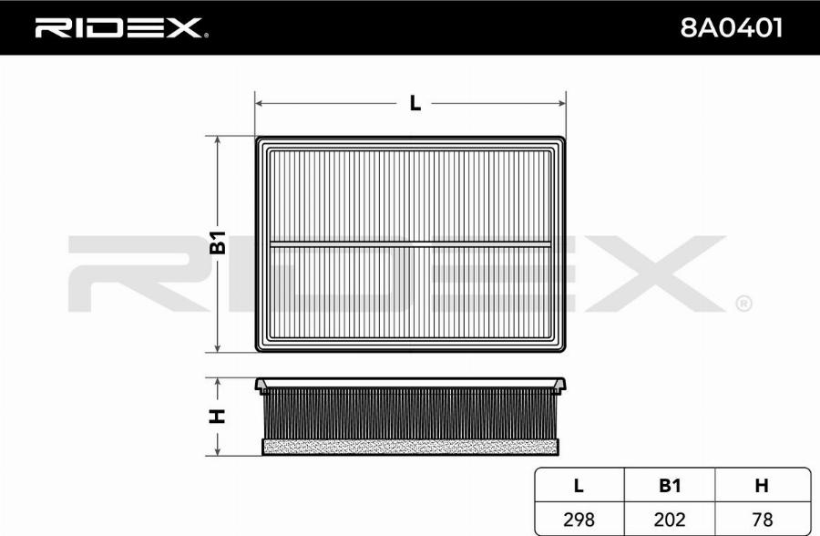 RIDEX 8A0401 - Engine Air Filter car-mod.net